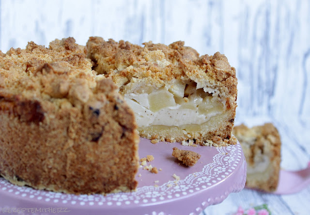 Apfel-Käsekuchen mit Marzipan-Knusperstreusel,Käsekuchen,Thermomix Rezept