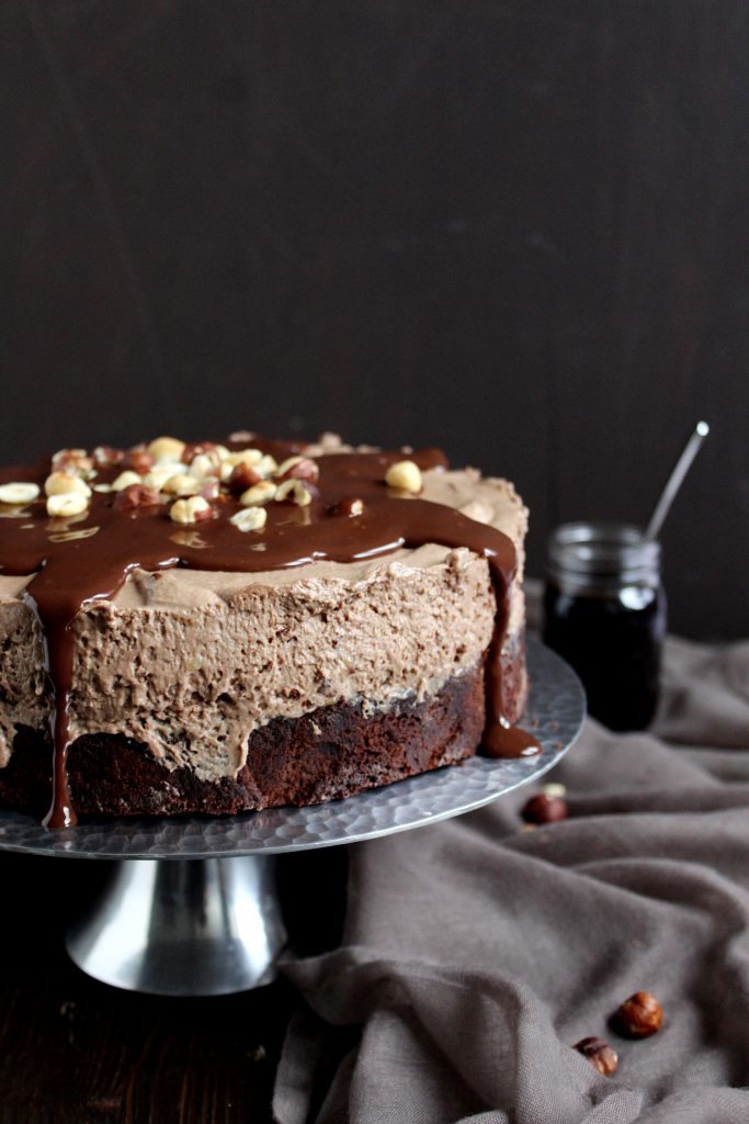 Brownie Torte mit Schokomousse und Birnen