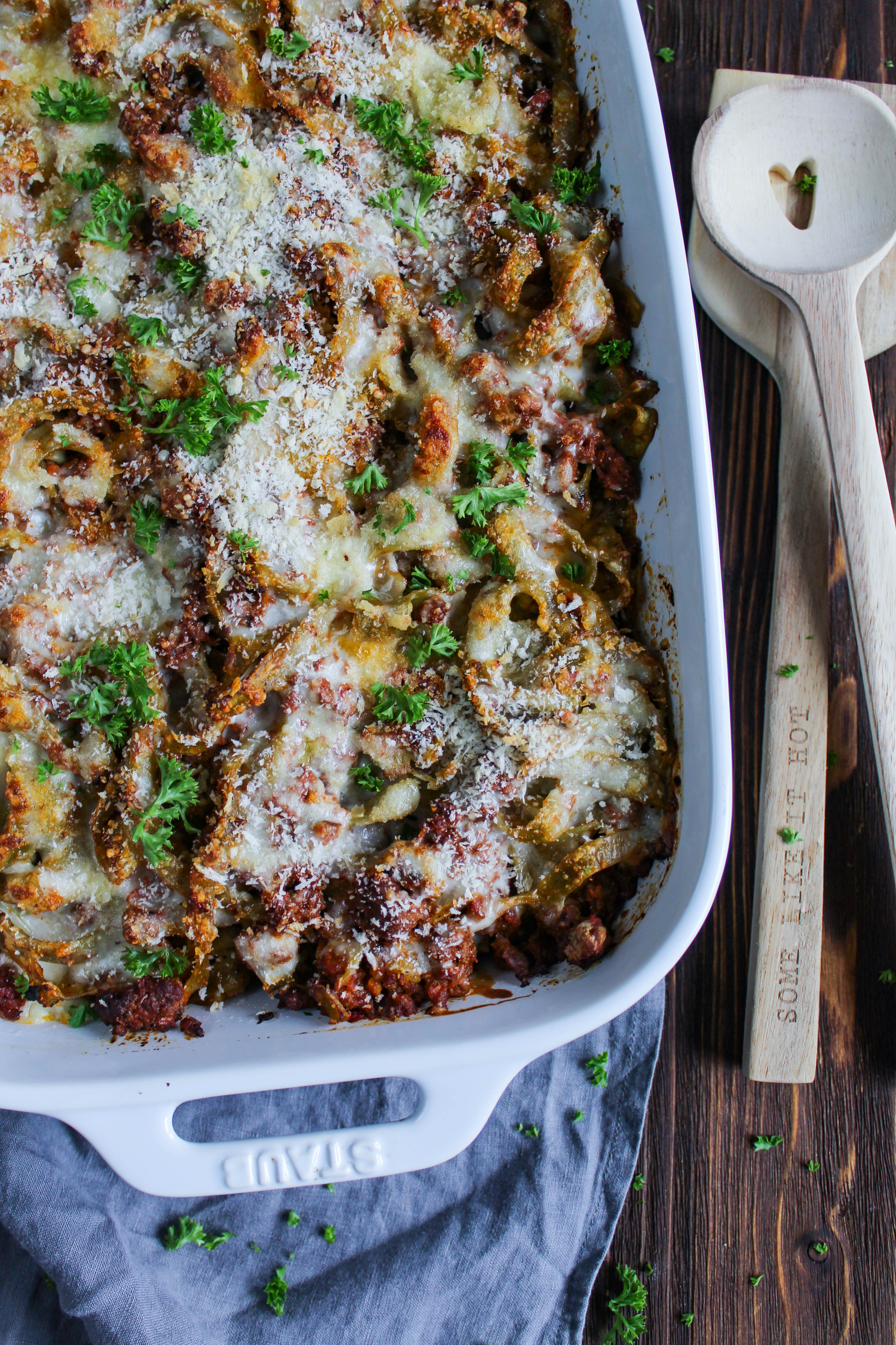 Lasagne mal anders mit Parmesan-Panko Kruste